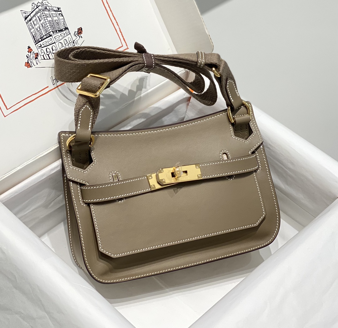 Hermes Jypsiere Mini Shoulder Bag In Etoupe Swift Leather